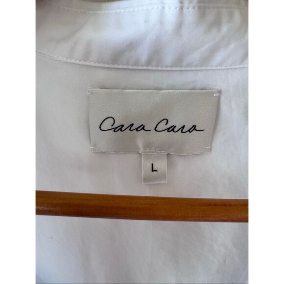 Cara Cara Rumson Top White Button Down Blouse with Tie Front Size Large - Picture 3 of 8